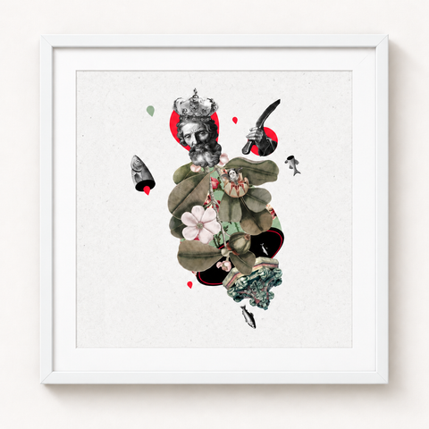 El jardín del rey · mockup de referencia con marco blanco y paspartú blanco.