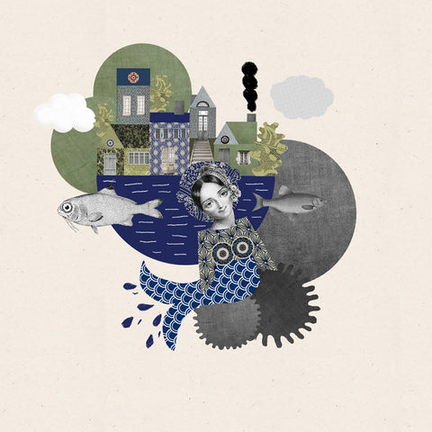 Sirena, collage de CASACOLLAGE. Original actualizado de 3543 × 3543 píxeles.